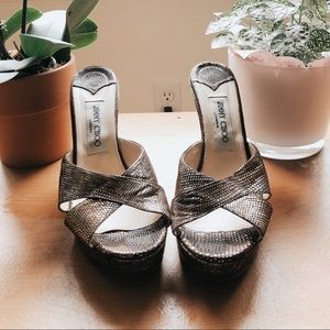 Jimmy Choo open-toed wedge shoes!